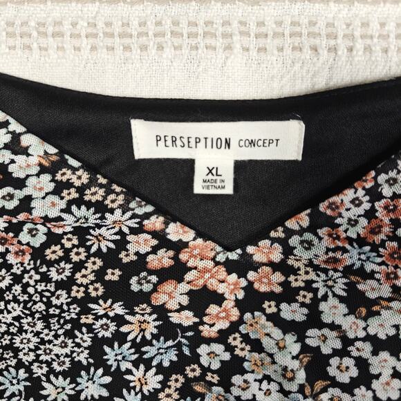 Perception Concept Floral Peplum Blouse XL lightweight new lined sheer - Picture 7 of 9